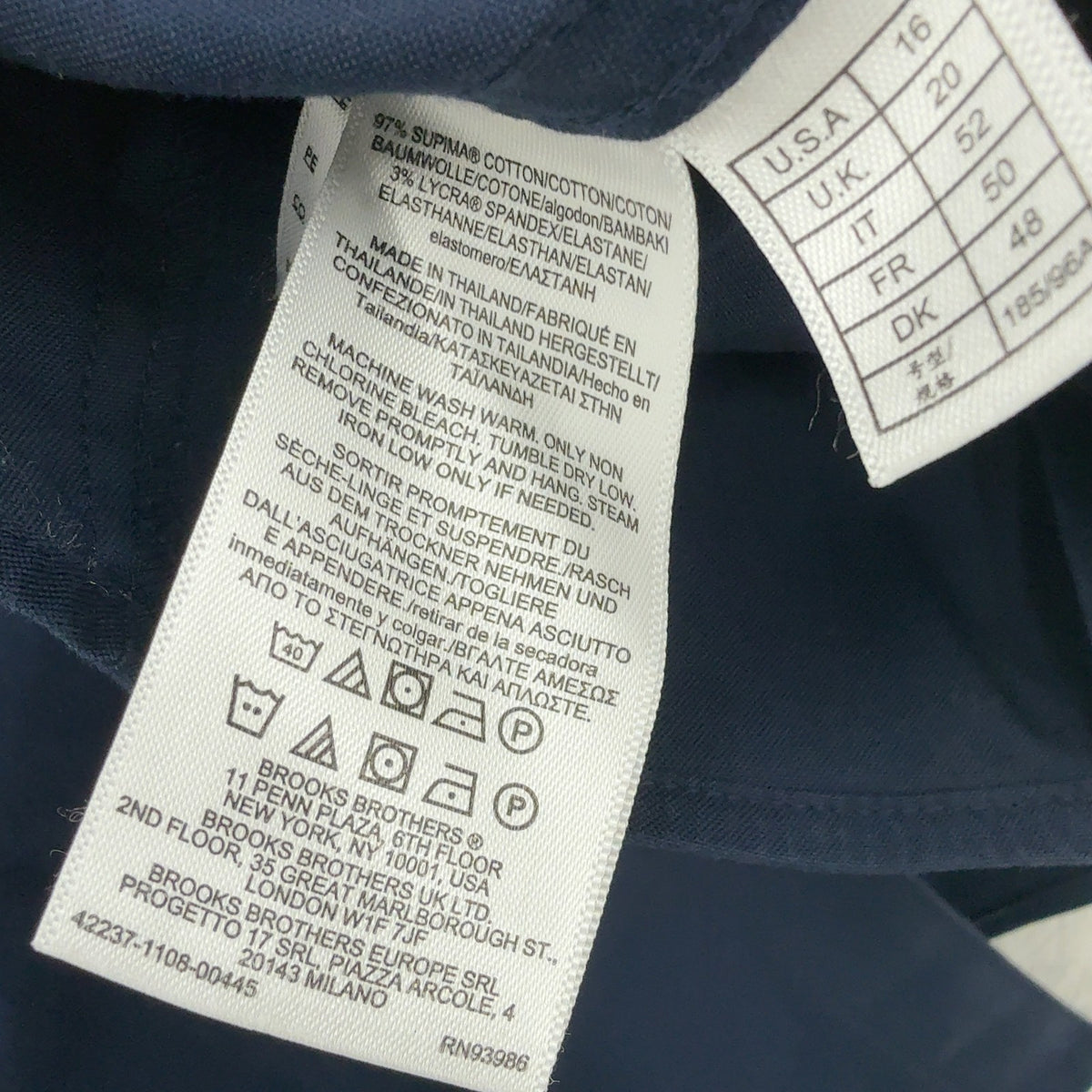 Brooks Brothers Supima Cotton Blouse 16 Womens Navy Blue Long Sleeve Ruffle Neck