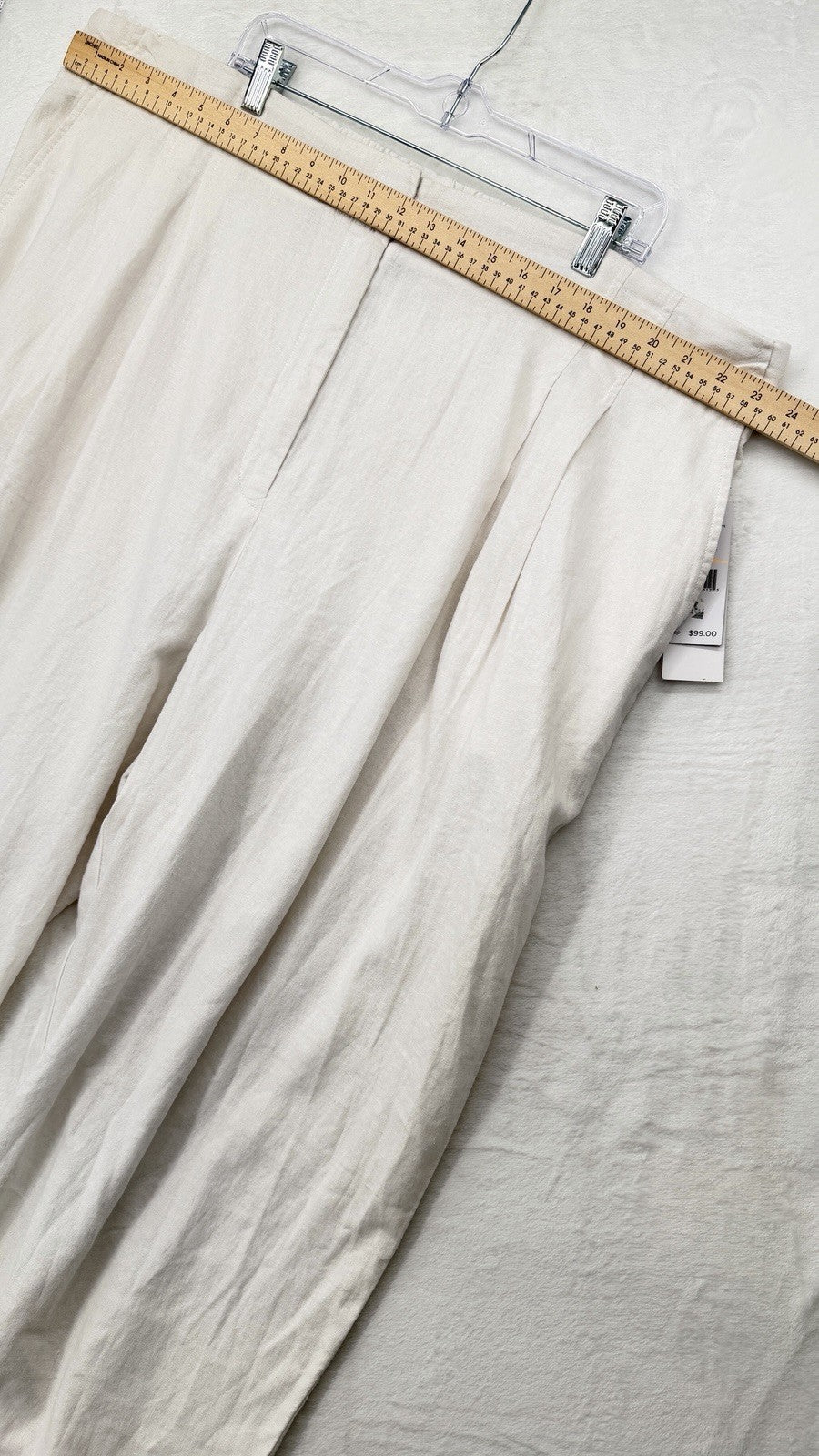 Rafaella Wide Leg Linen Blend Pants 24W White Plus Size Womens