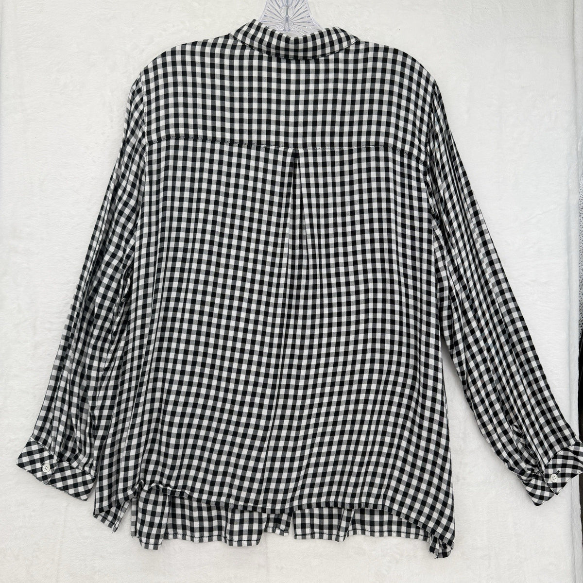 J Jill Top 1X Long Sleeve Button Up Black White Gingham Pocket