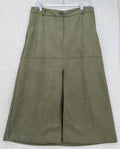 Loft Faux Suede Midi Skirt 10 Petite Olive Green Womens 10P A Line