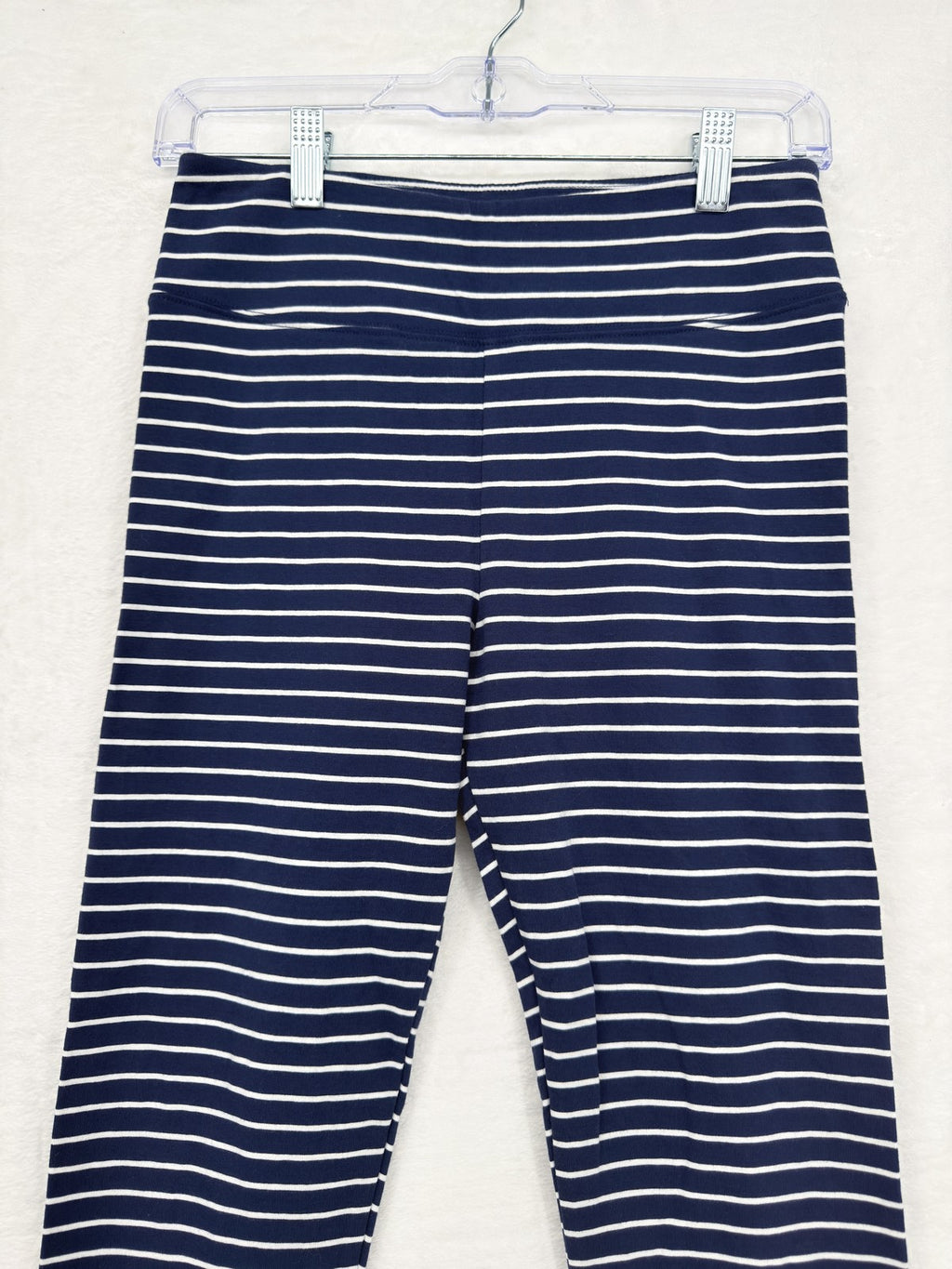 J Crew Cropped Leggings Small Womens Navy White Stripe Cotton Blend Knit