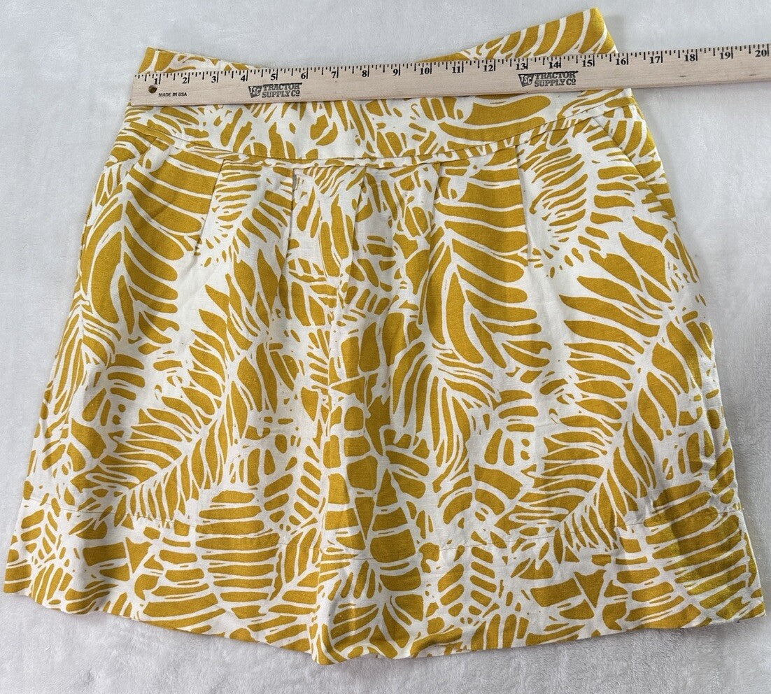 Ann Taylor LOFT Skirt Size 6 Linen Blend Yellow Floral