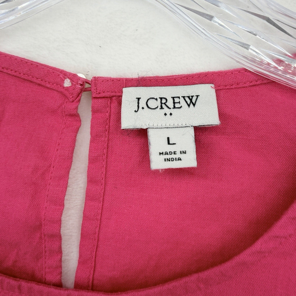 J Crew Linen Cotton Top Women Large Pink Sleeveless Embroidered