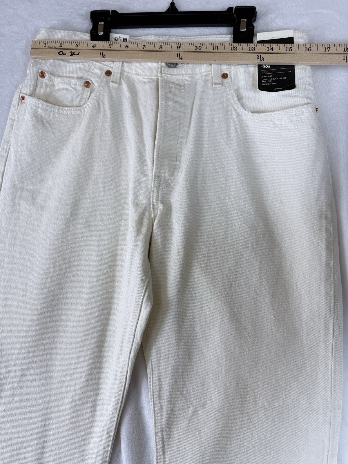 Levis 501 ‘90s Womens Jeans 30 30x32 White Ivory Button Fly Original New