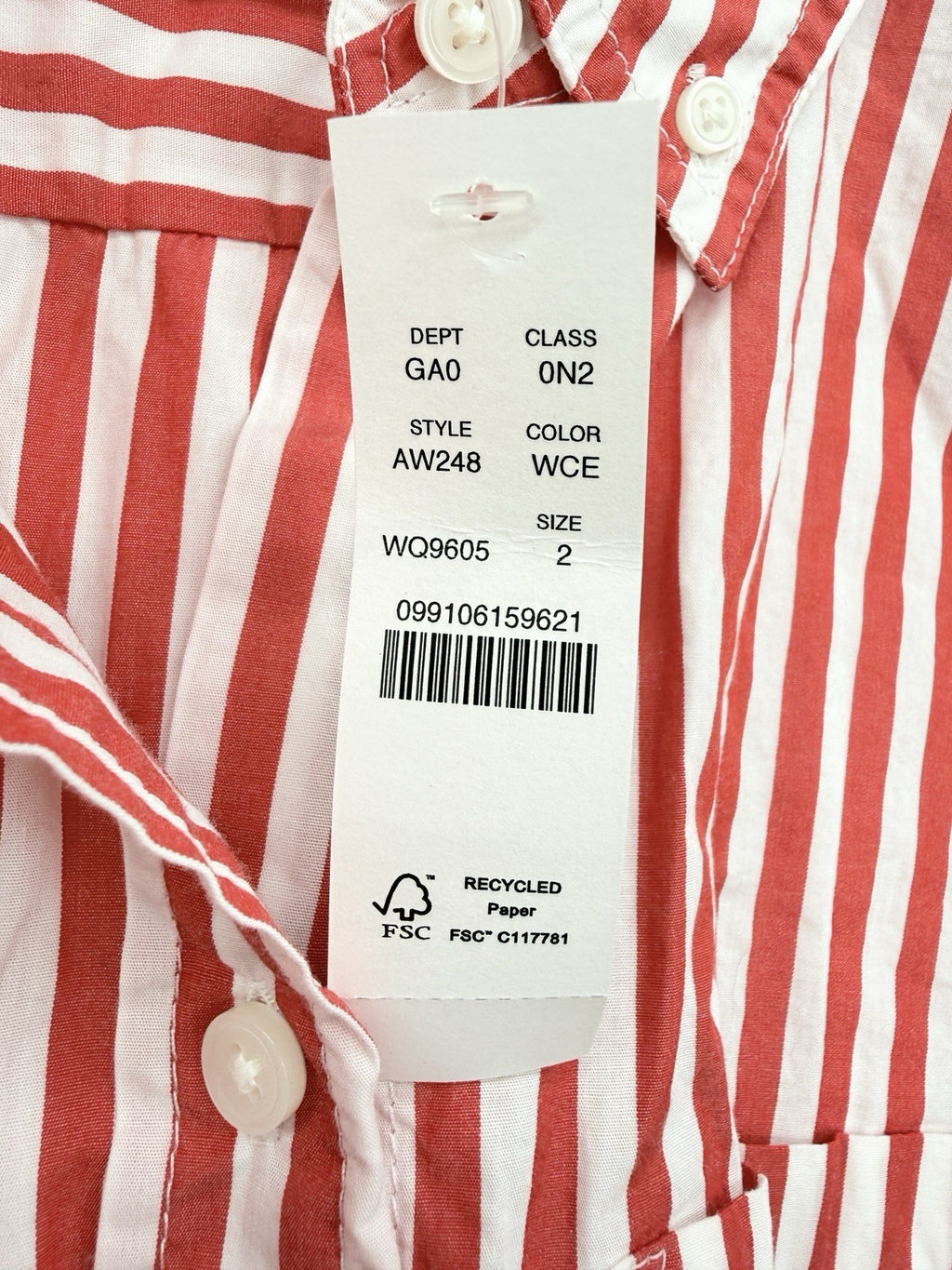 J Crew Womens Button Up Shirt 2 Red Striped Classic Fit Cotton Long Sleeve New