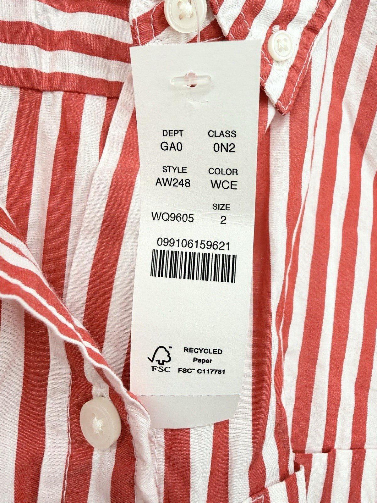 J Crew Womens Button Up Shirt 2 Red Striped Classic Fit Cotton Long Sleeve New