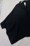 Marla Wynne 1X Top Black Dolman Lagenlook  Art To Wear Button Down Shirt Womens