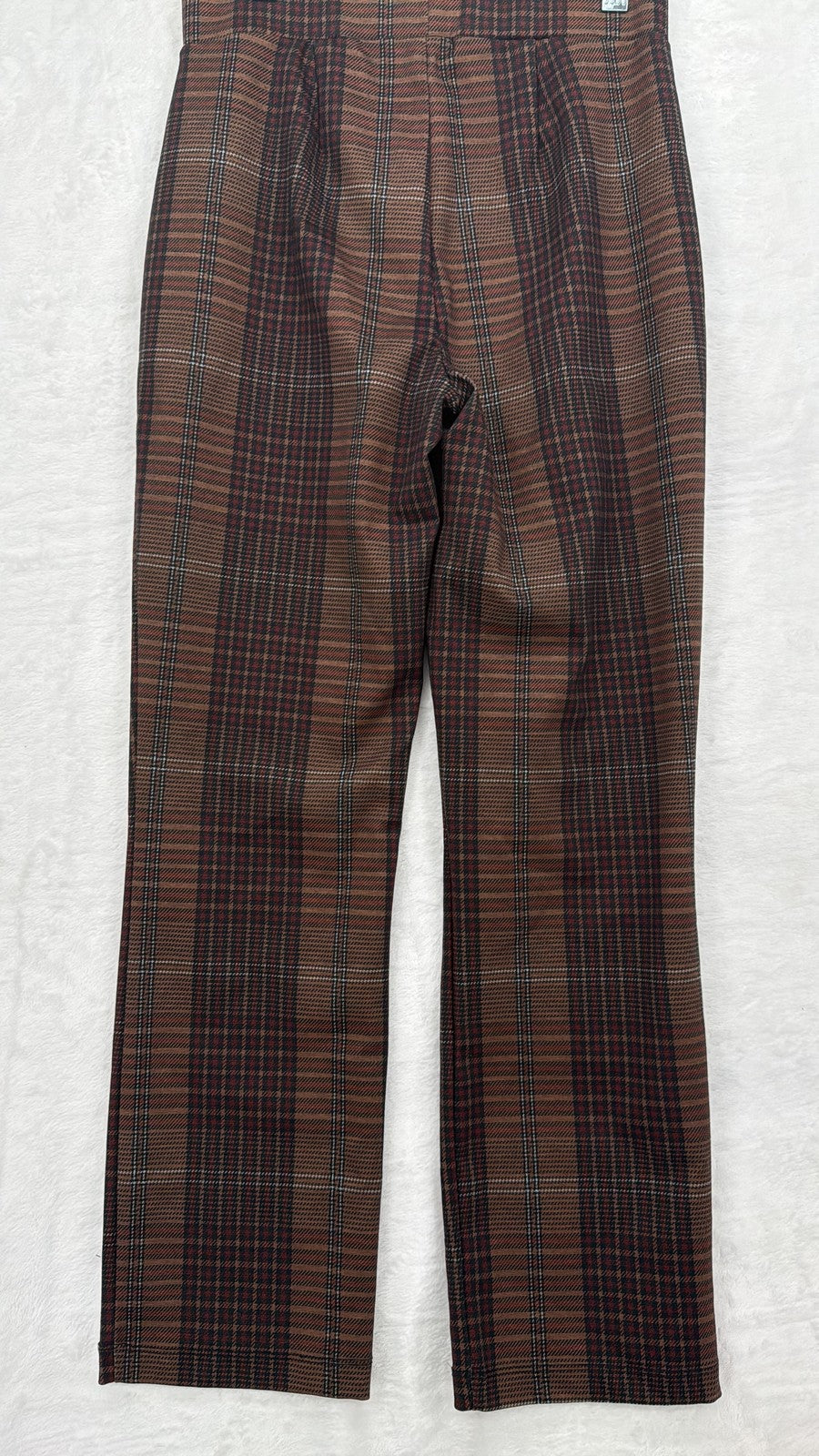 Sanctuary Anthropologie Pull On Pants XS Women Brown Plaid Stretch Straight Slim