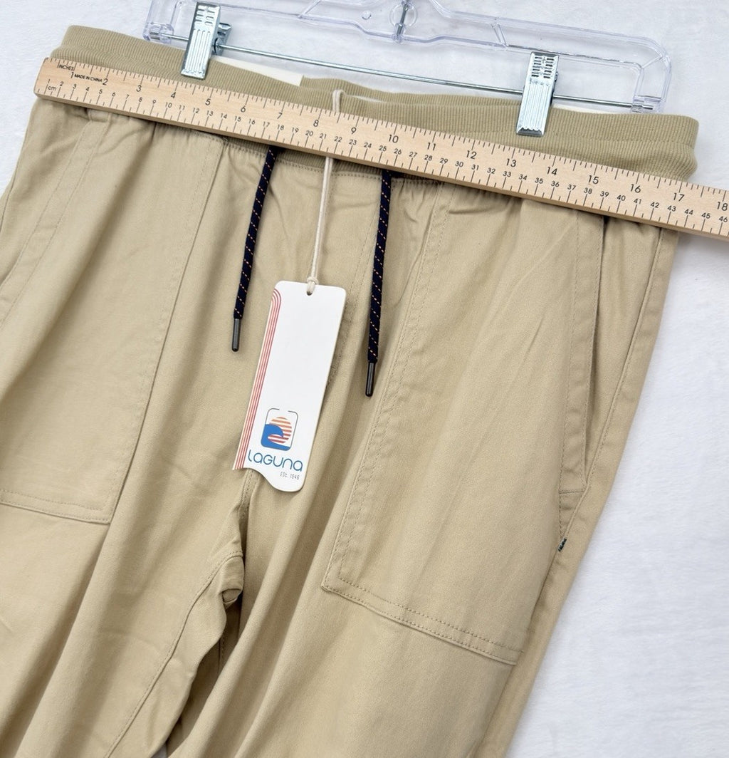 Laguna Joggers Pants Large Mens Tab Beige Pull On Stretch Twill New NWT