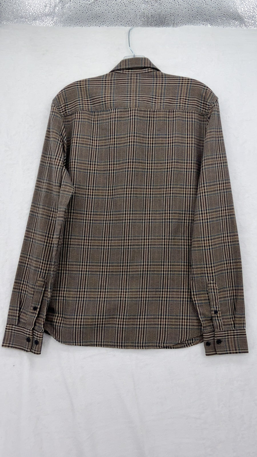 H&M Flannel Shirt Small Mens Brown Plaid Long Sleeve Button Up