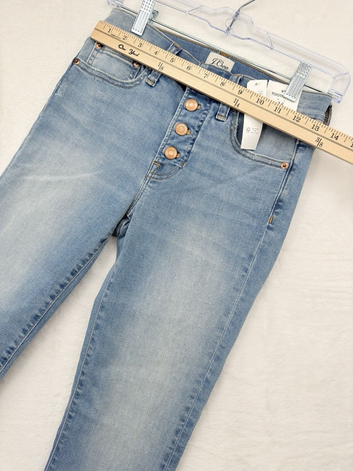 J Crew Toothpick Jeans 25 Womens Blue 9” Rise Button Fly Denim New NWT