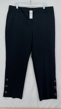 Ann Taylor Ankle Pants 14 Curvy Womens Black Button Hem New NWT