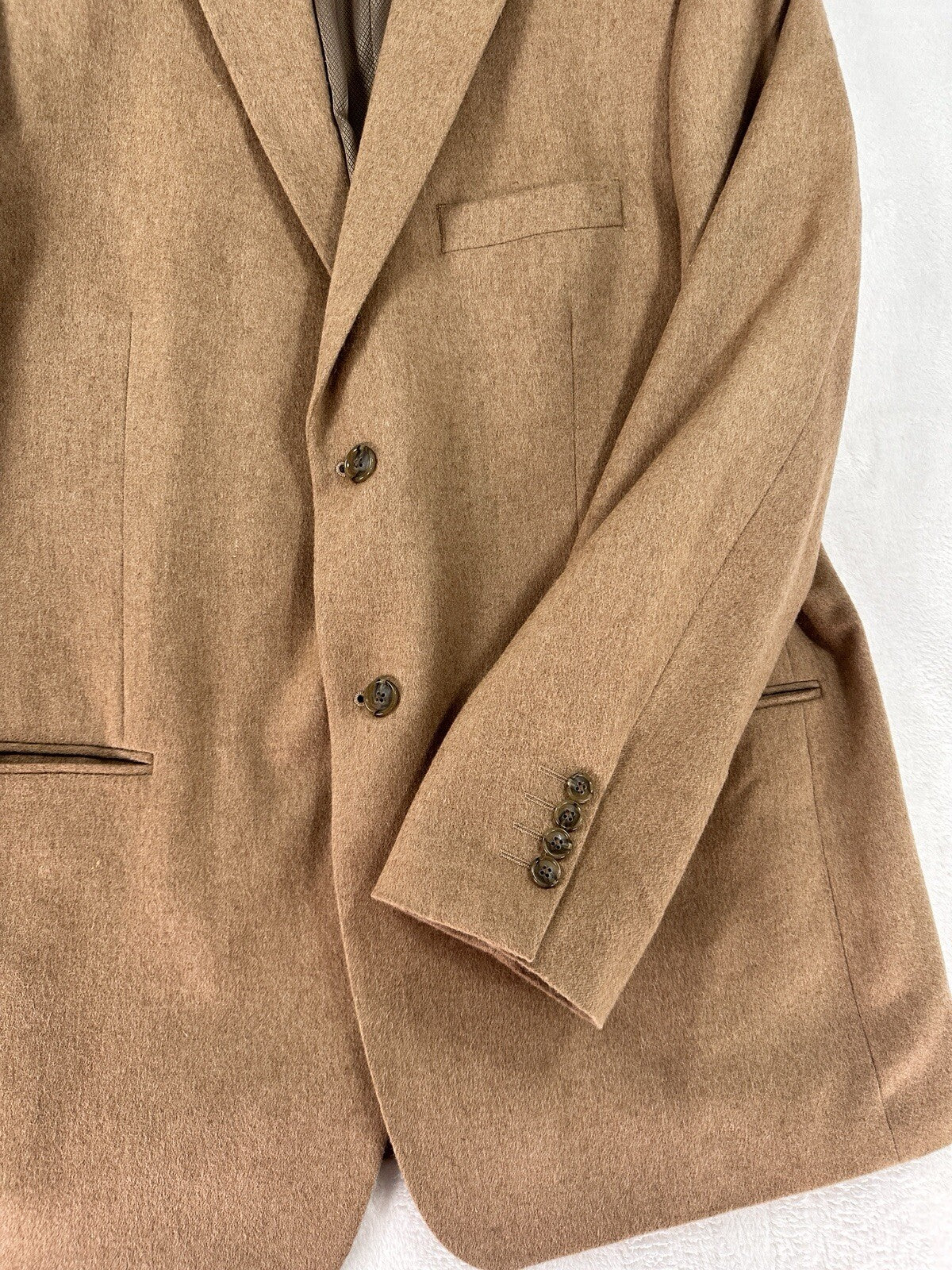 Adolfo 100% Camel Hair Blazer 46L Long Mens Suit Jacket Single Breasted 2 Button