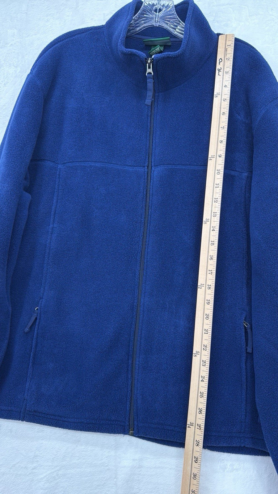 Vintage LL Bean Fleece Jacket XL Men Blue Full Zip Mock Neck 90s