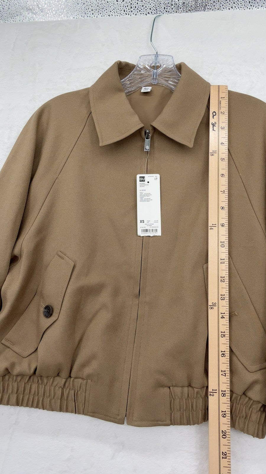 GU Harrington Jacket XS Womens Uniqlo Utility Beige Full Zip Cropped New NWT