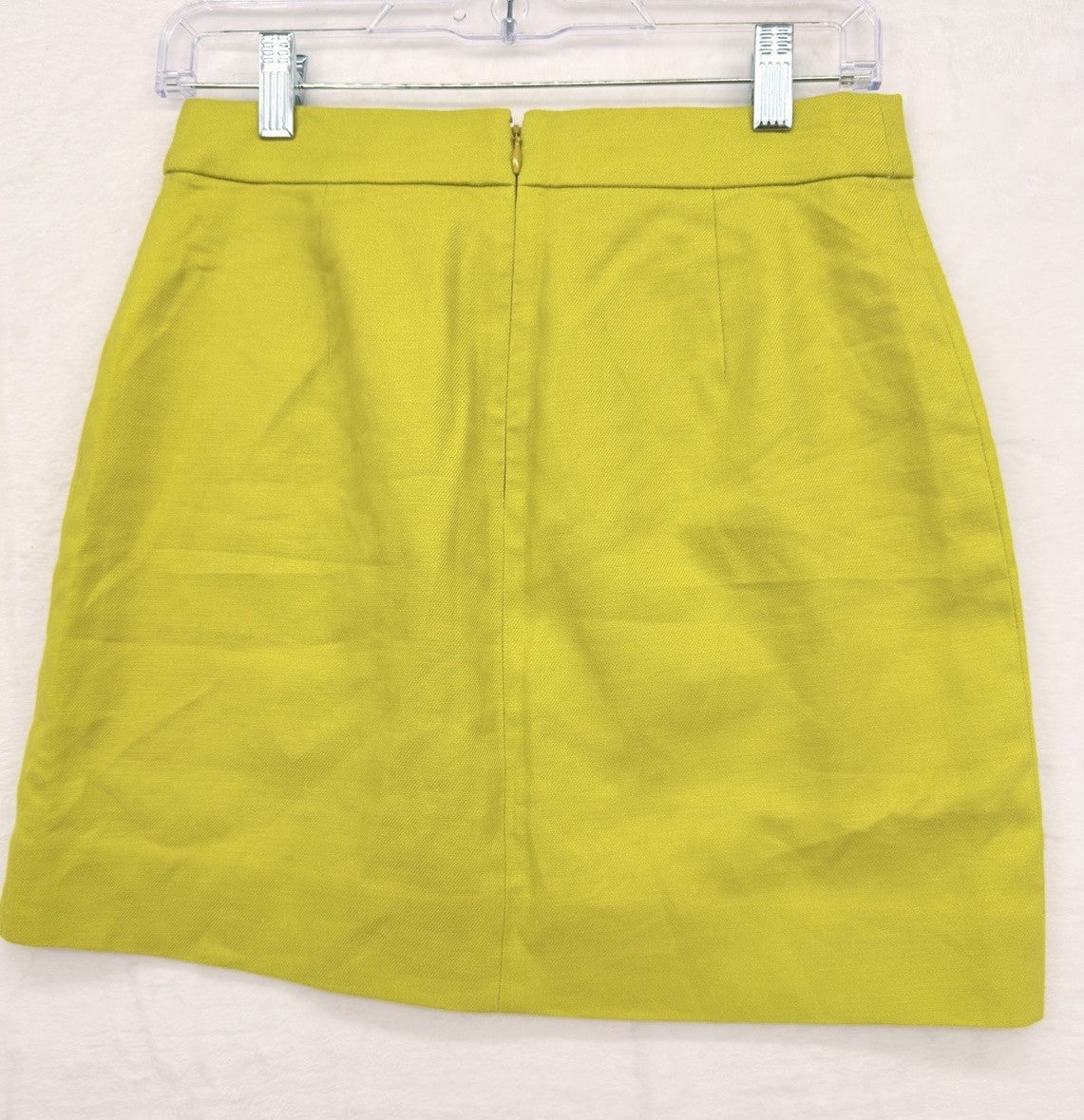 J Crew Mini Skirt 0 Stretch Linen Patch Pockets Yellow A Line Womens New NWT
