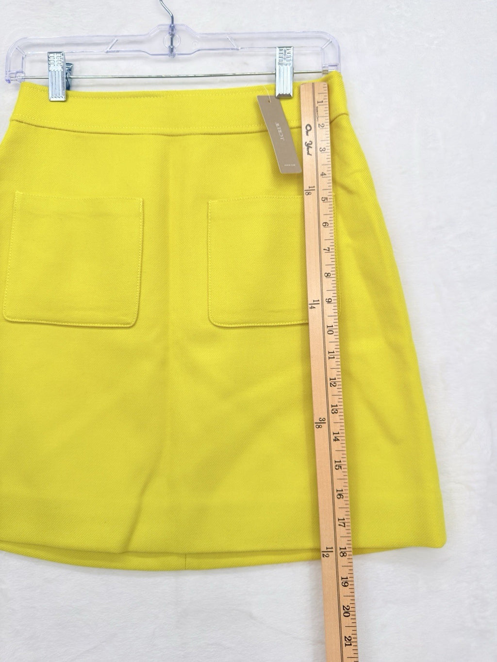 J Crew Wool Mini Skirt 0 Patch Pockets Yellow Lined A Line Womens New NWT