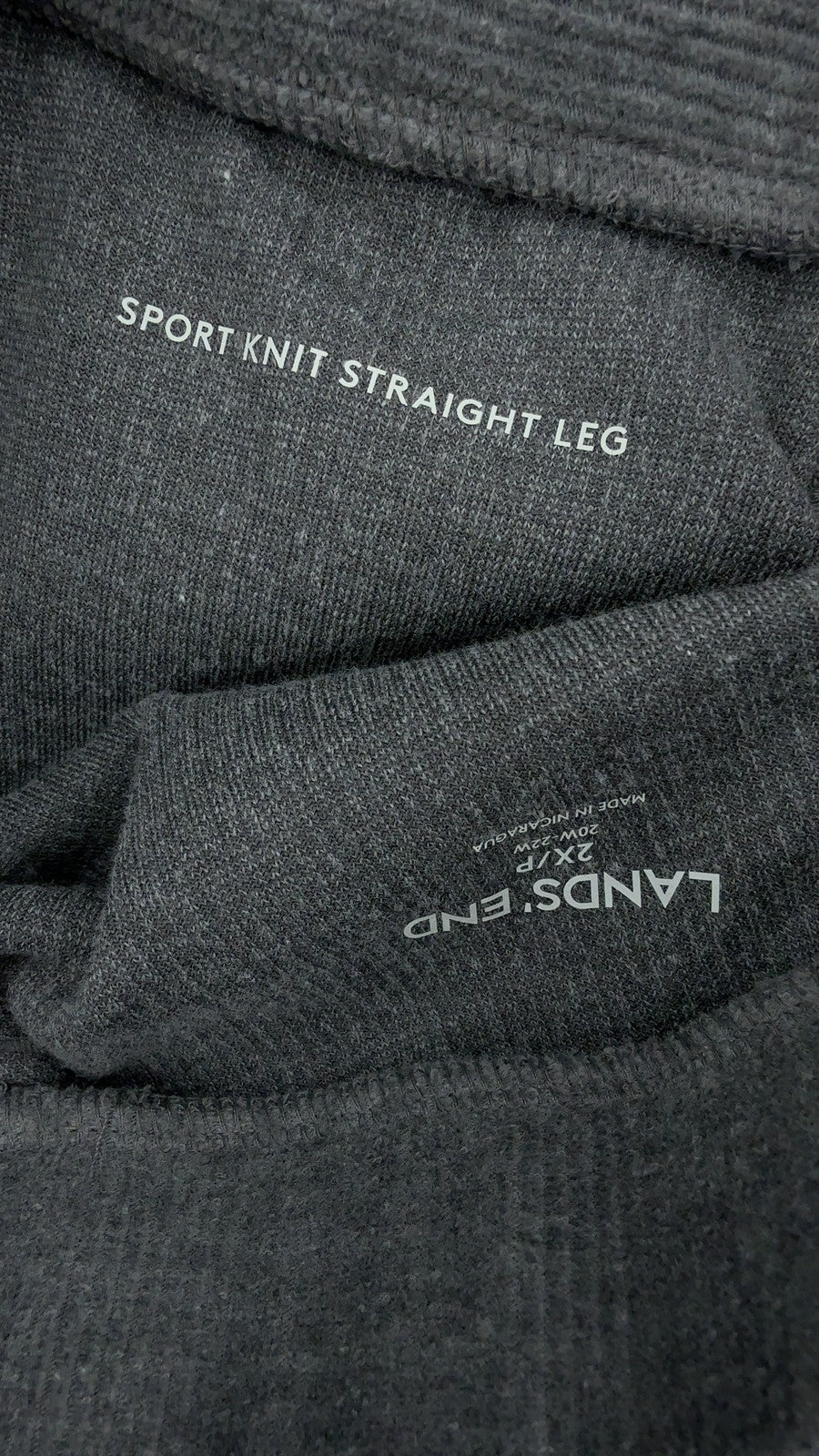 Lands End Sport Knit Straight Leg Corduroy Pants 2XL Womens Gray Stretch Ribbed