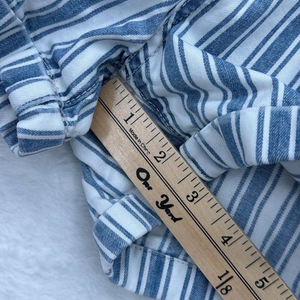 American Eagle Jean Shorts 0 Women Blue White Striped Denim Cuffed 100% Cotton