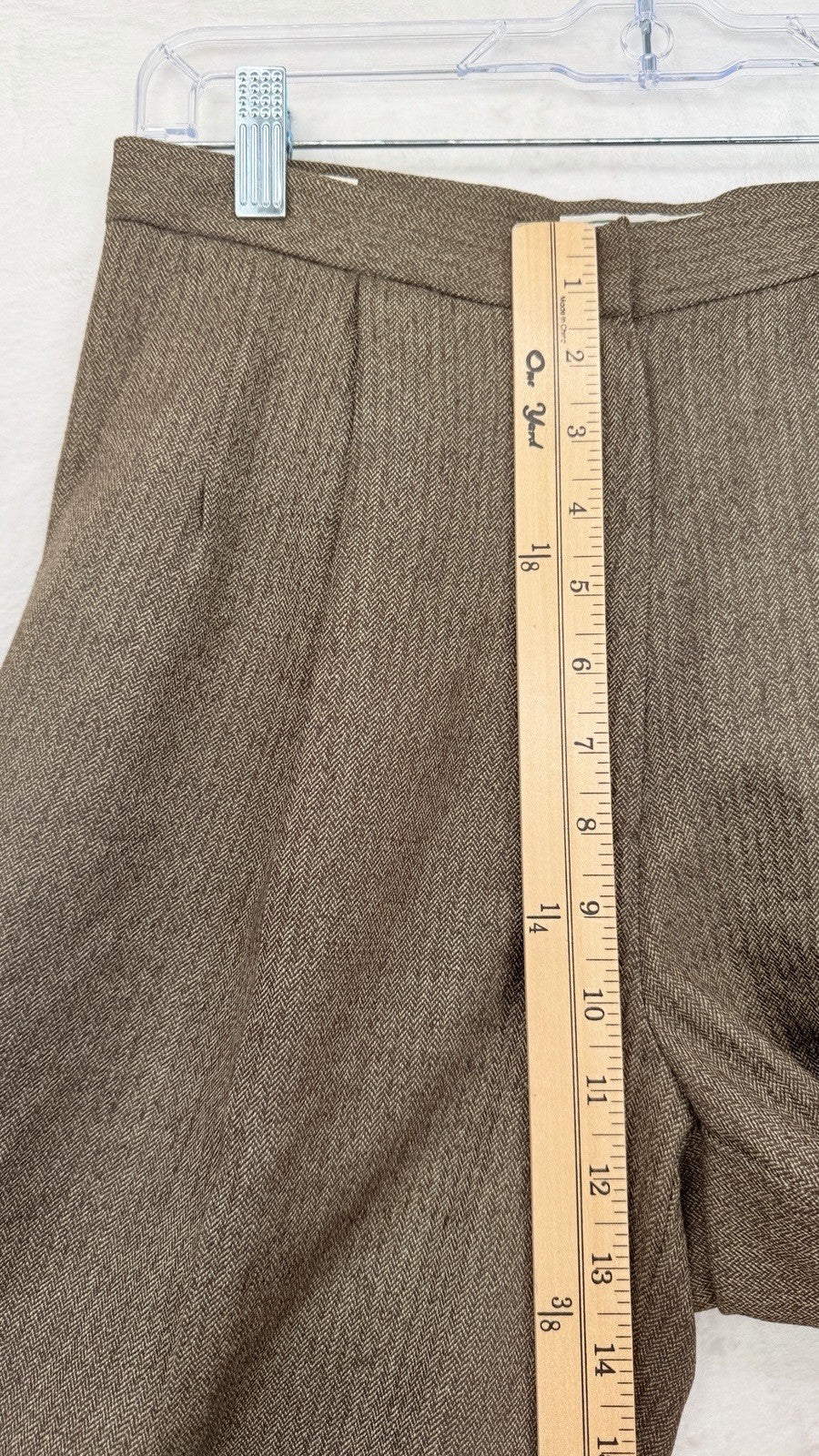 Vintage LL Bean Pants 6 Womens Wool Stretch Pleated Brown High Rise Straight New