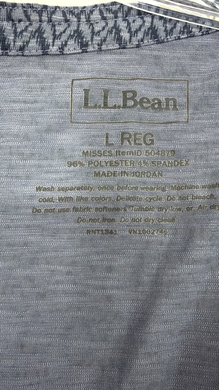 LL Bean Performance Tops Women Large Short Sleeve V Neck Blue Lot Tee T Shirt