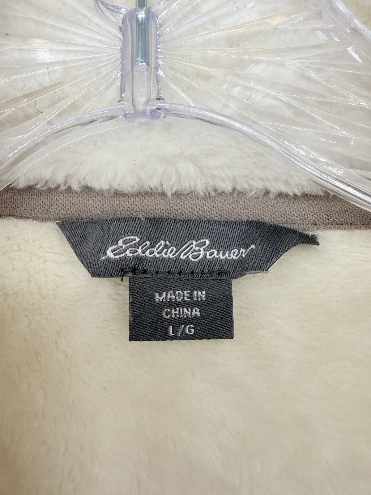Eddie Bauer Women's Large Sherpa Fleece Pullover Ivory Cream Top Sweatshirt