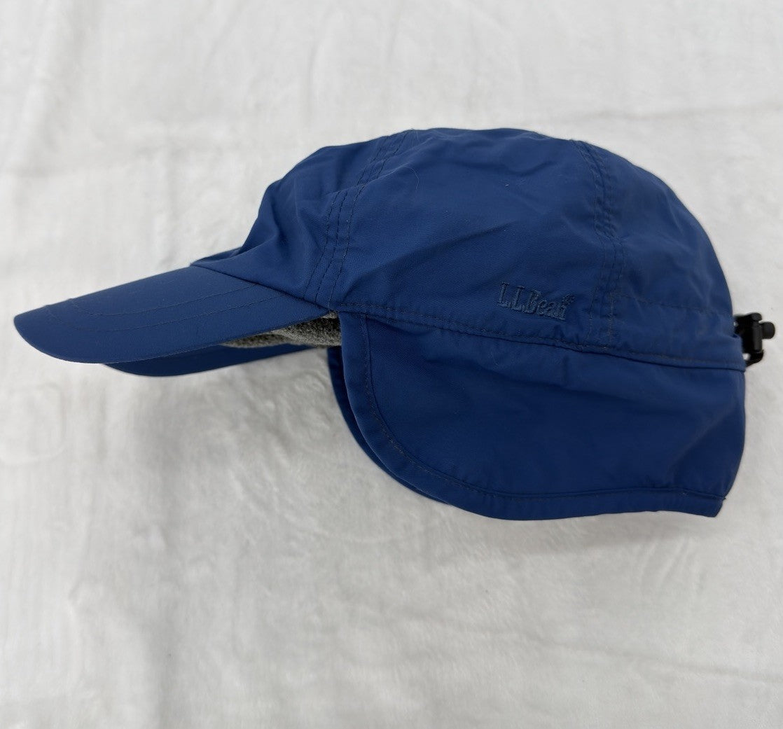 LL Bean Trapper Cap Vintage Fleece Lined Winter Ear Flaps Mens Large XL Blue Hat