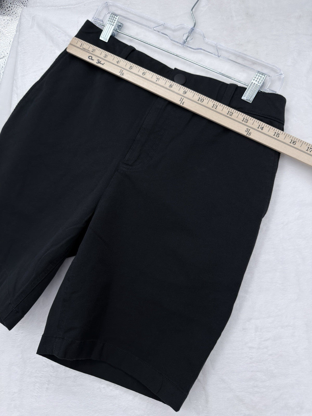 Mugsy Travelers Shorts Large Mens Black 8” Cotton Stretch Back Elastic