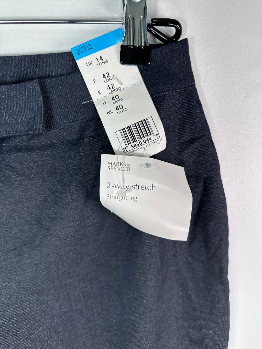NWT Marks and Spencer Pants Gray Straight Leg Stretch UK 14 US 10 Long Womens