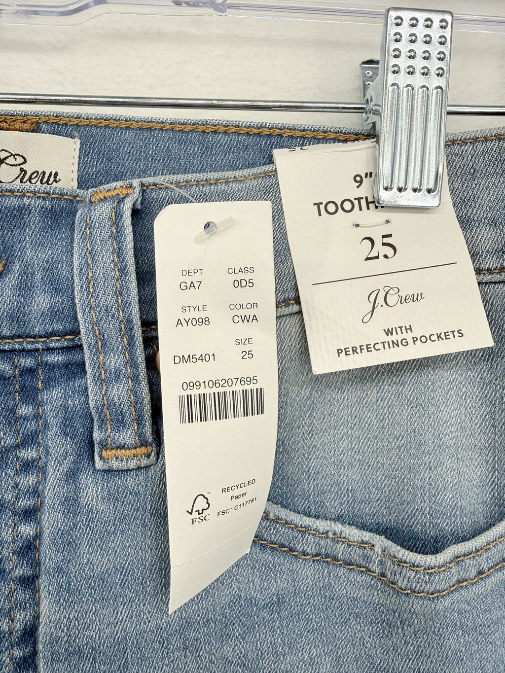 J Crew Toothpick Jeans 25 Womens Blue 9” Rise Button Fly Denim New NWT