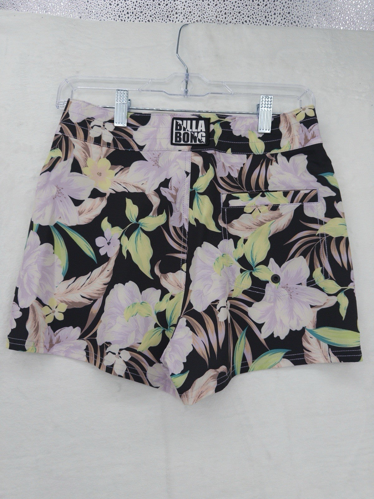 Billabong Womens Board Shorts Small Black Floral Shadow Tropic Swim Bottoms New