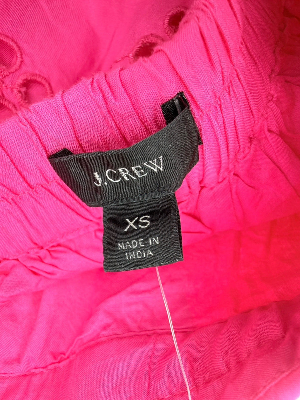 J Crew XS Midi Skirt Bright Pink Wrap 100% Cotton Ruffle Front Eyelet Womens New