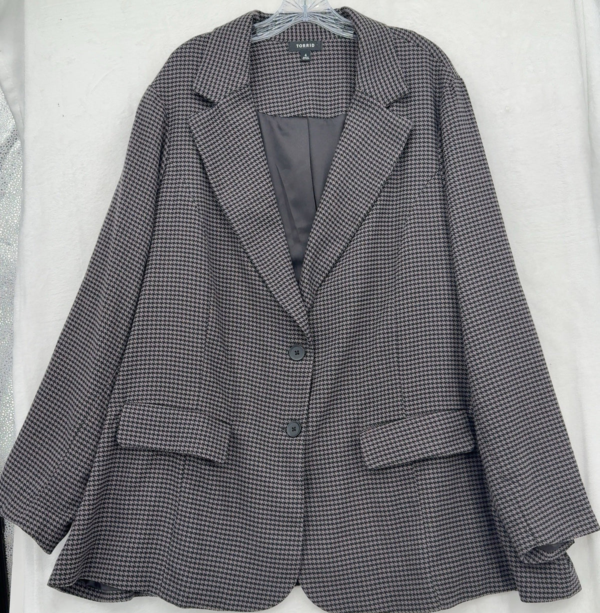 Torrid Blazer 4 Houndstooth Jacket Gray Black Knit Plus Size Womens 4X