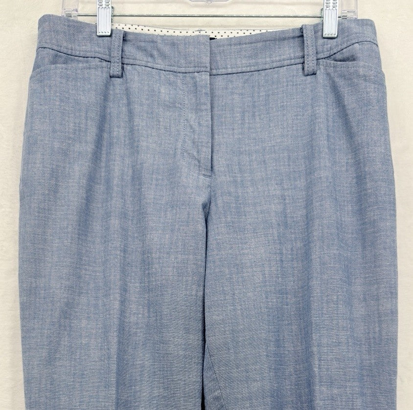 Talbots Perfect Crop Pants 8 Petite 8P Blue Chambray Cropped 100% Cotton Womens