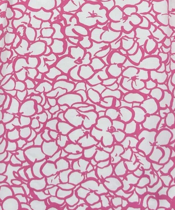Mahi Gold Dress Small Pink Print Shift 3/4 Sleeve Nylon Stretch Womens