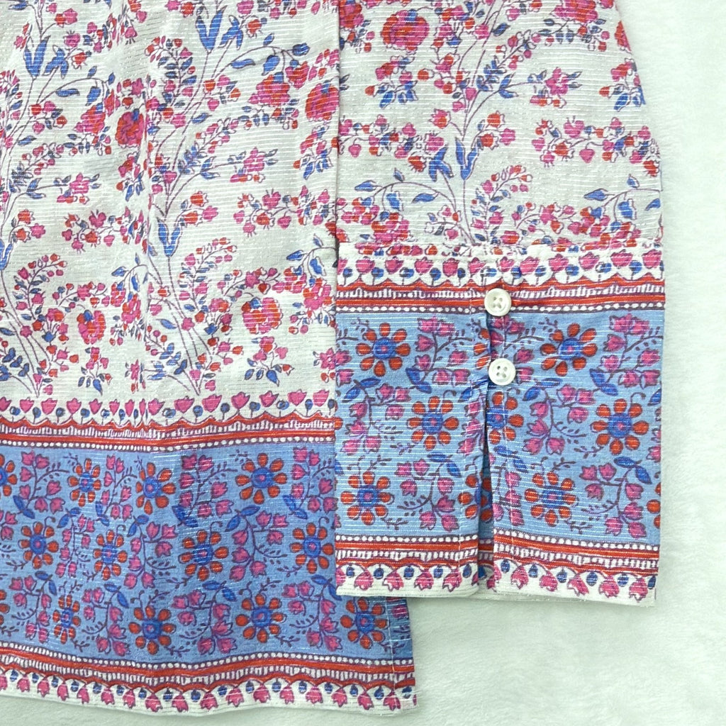 J Crew Top XXS Iris Block Print Popover Tunic Long Sleeve Floral Print Cotton