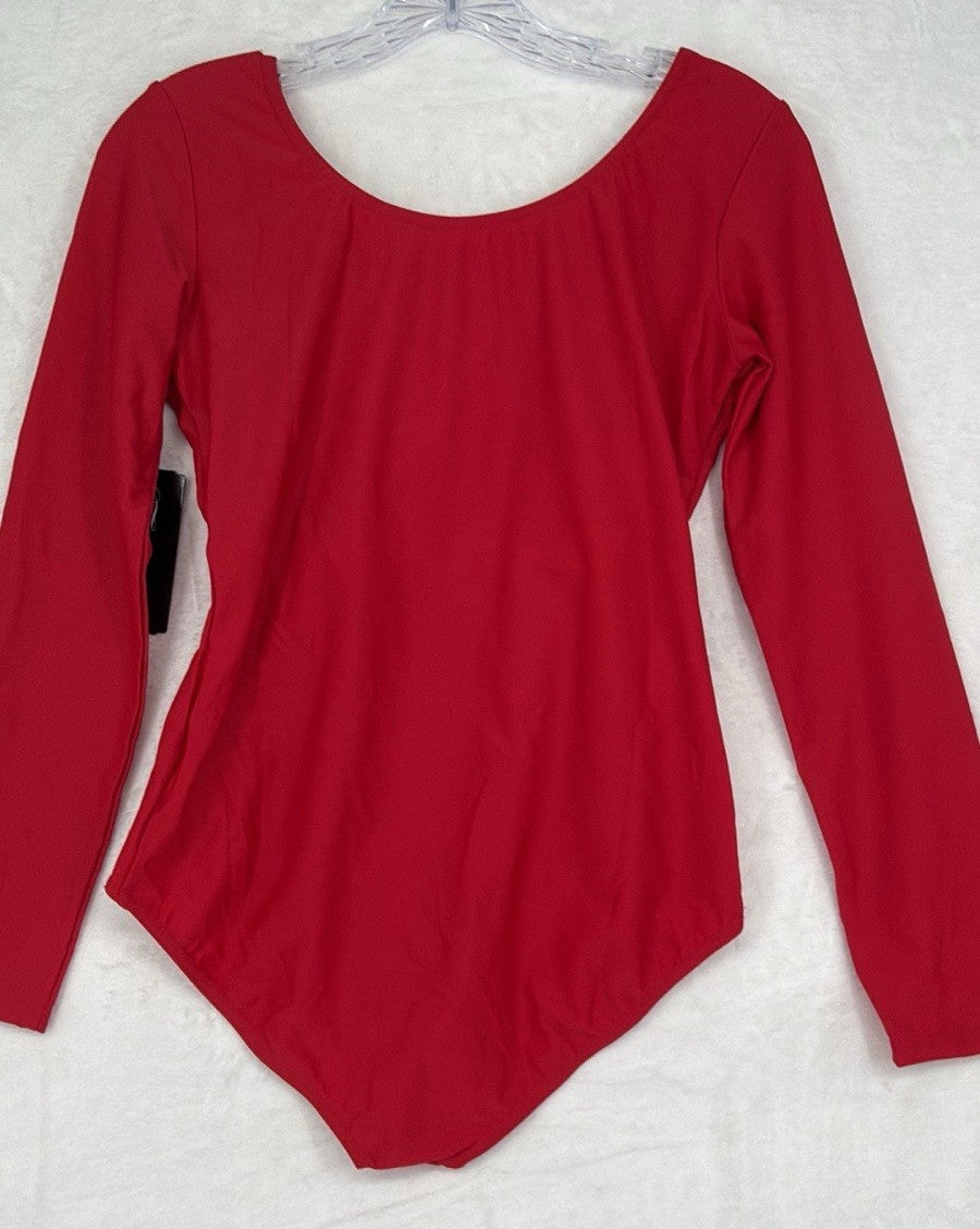 Theatricals Leotard XL Womens Red Long Sleeve Dance Dancewear New NWT