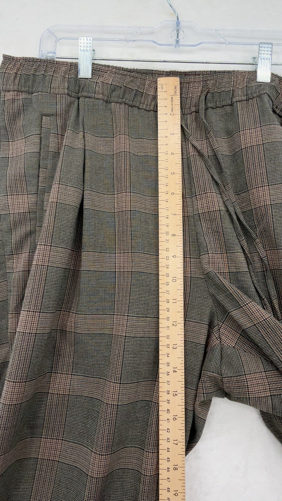 Old Navy Billie Pants XL Womens Brown Plaid Pull On Straight Leg Comfort Waist