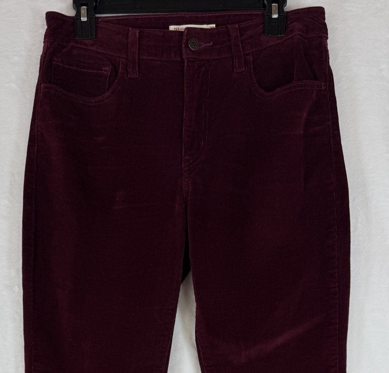 Levis 725 High Rise Bootcut 29 Corduroys Pants Jeans Womens Burgundy Red Levi’s