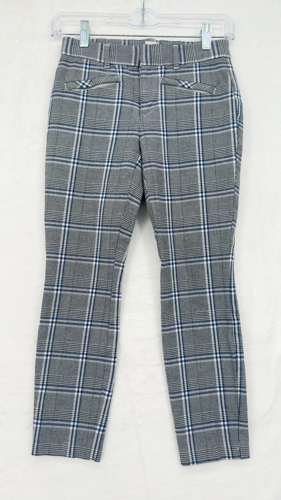 Gap Signature Skinny Ankle Pants 00 Womens Gray Blue Plaid