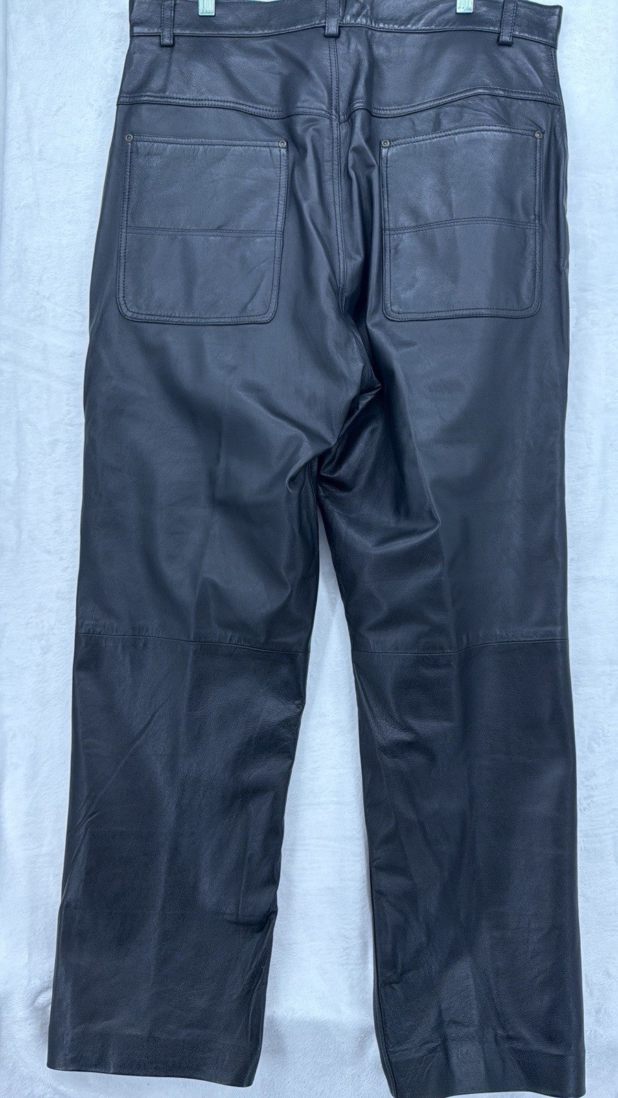 Mens Black Leather Pants 38 Motorcycle Vintage Lined Pockets