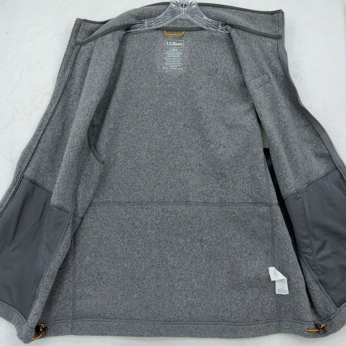 LL Bean Classic Zip Fleece Vest Large Mens Gray Full Zip Mock Neck