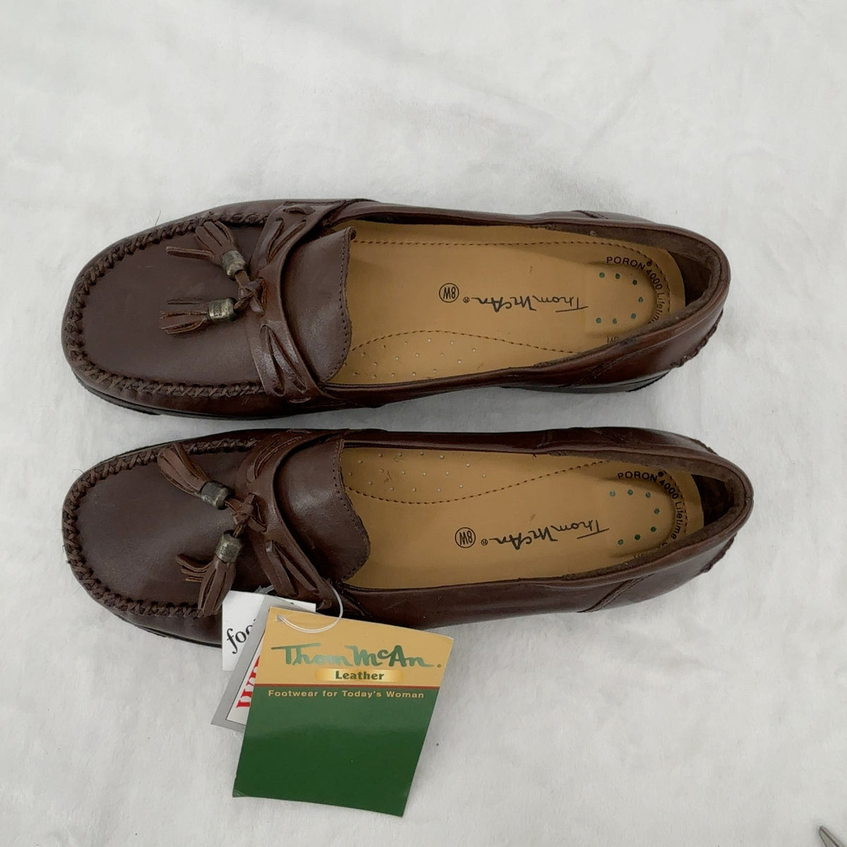 Thom McAn Tassel Loafers 8 Womens Brown Leather Slip On Shoes New