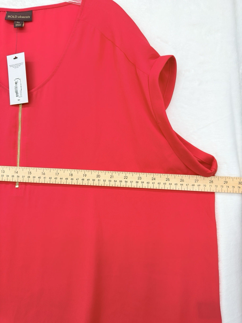 Bold Elements Tops 2X Red Sleeveless Blouse Gold Zipper Plus Size Womens New NWT