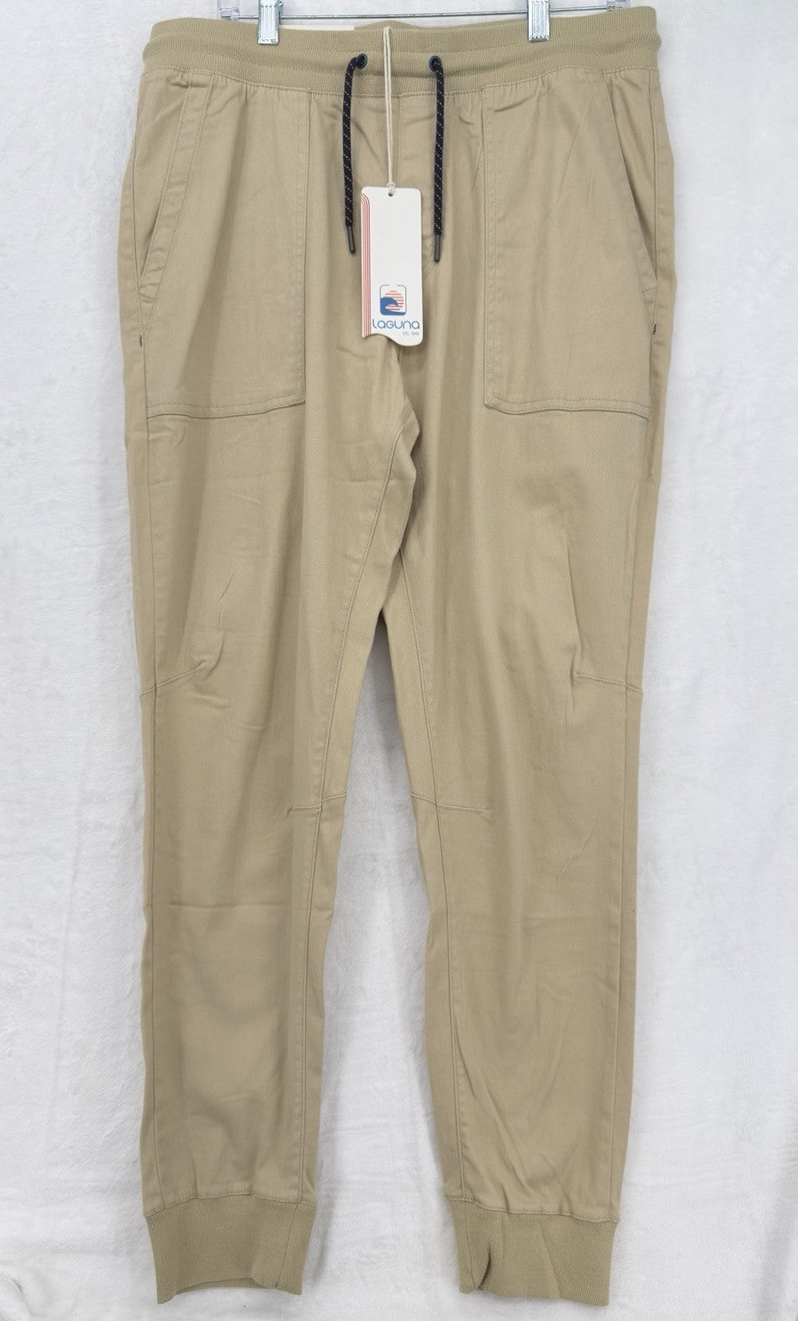Laguna Joggers Pants Large Mens Tab Beige Pull On Stretch Twill New NWT