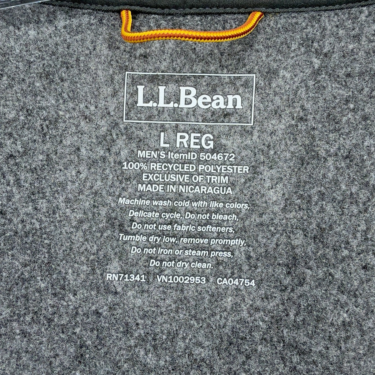 LL Bean Classic Zip Fleece Vest Large Mens Gray Full Zip Mock Neck