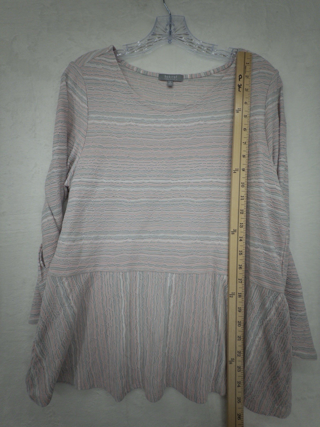 Habitat Clothes To Live In Top Medium Pink Bell Sleeve Artsy Lagenlook Womens
