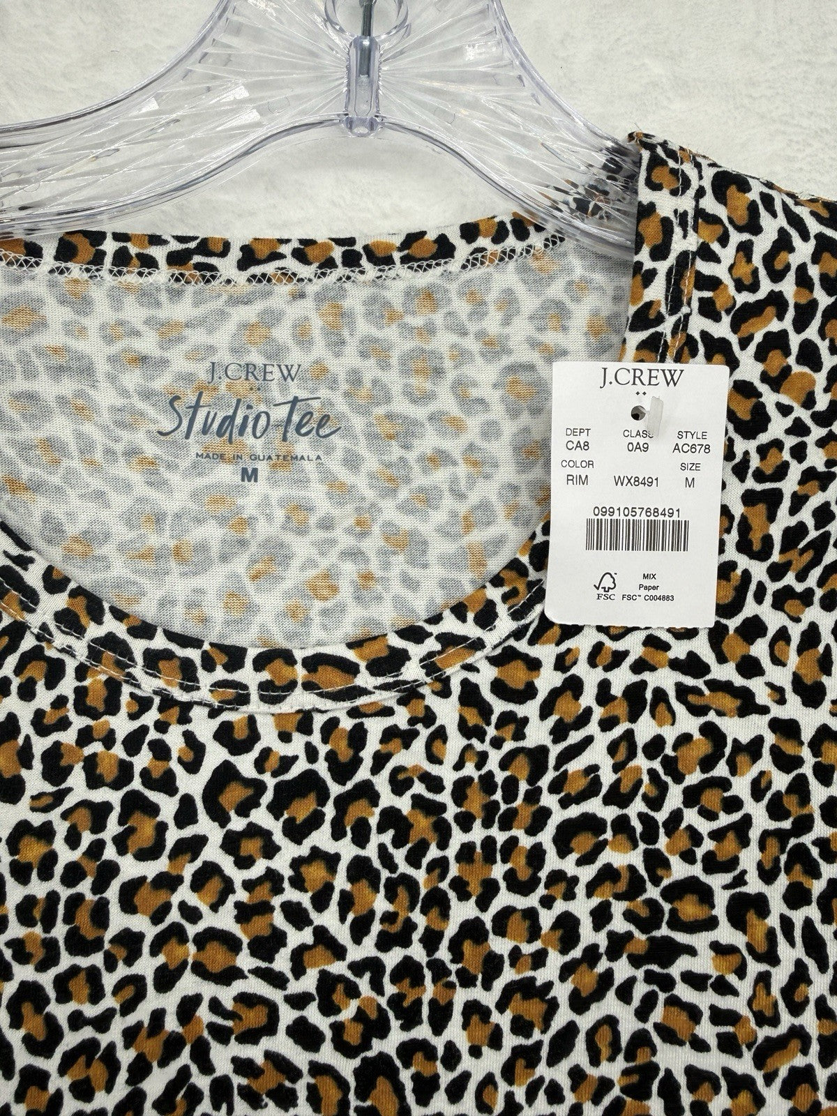 J Crew Top Women Medium Vintage Artist Tee Lot Leopard Print Short Sleeve New