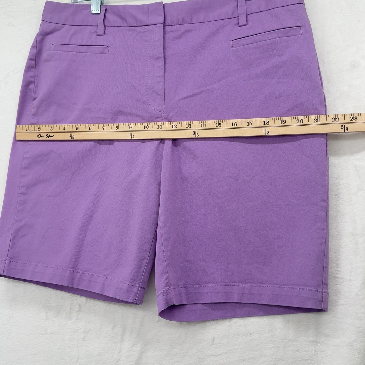 Lands End Bermuda Chino Shorts 14 Womens Lavender Purple Fit 2 10”