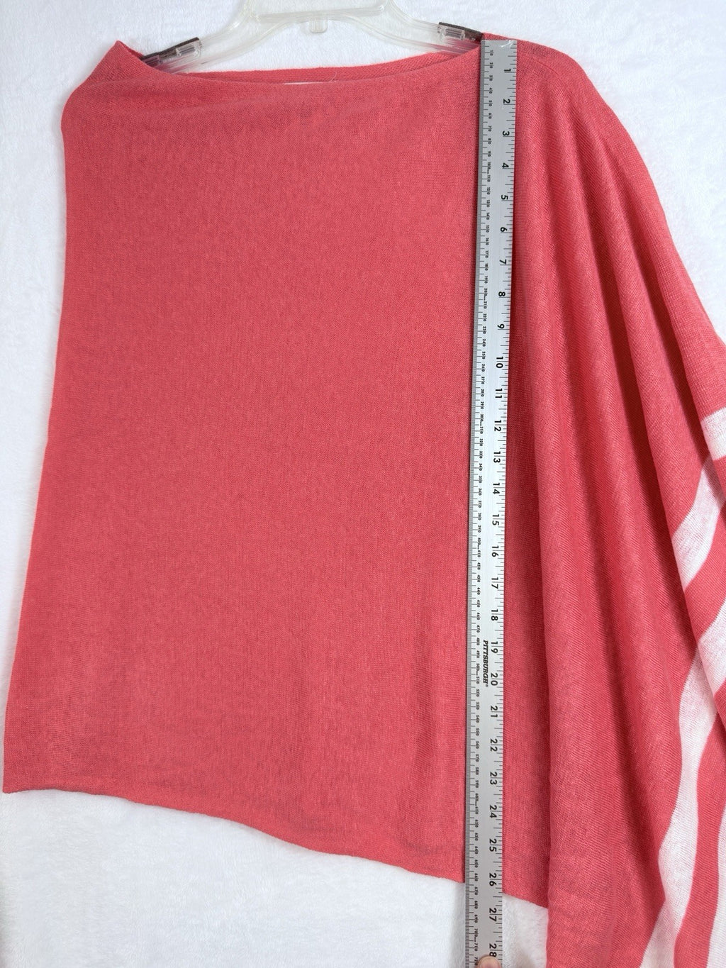 Artisan NY Linen Sweater Poncho Ruana Cape 100% Organic Linen Melon Pink Womens